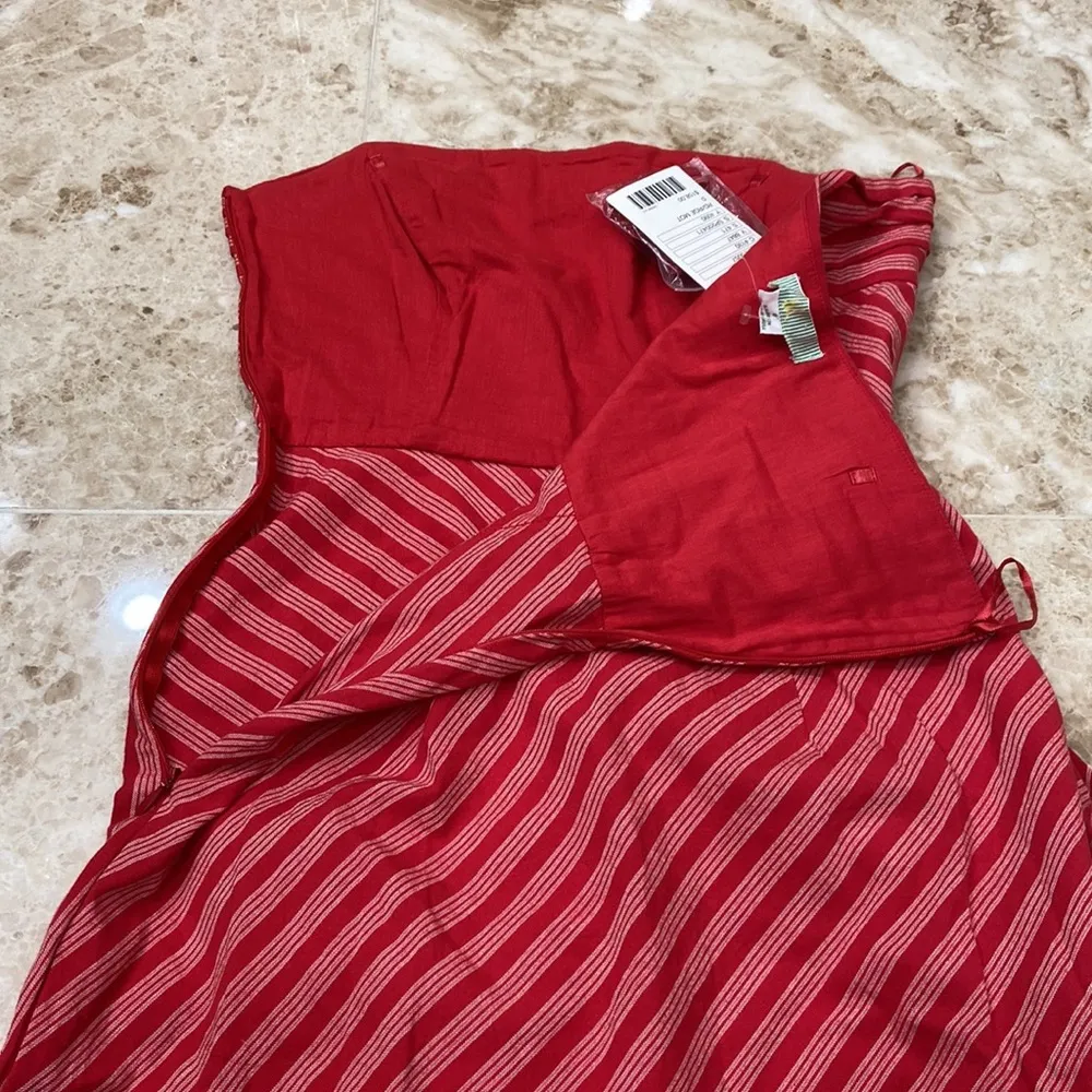 🛍️ Blazing Red Striped Strapless Mini Dress.0.NWT - Image 9