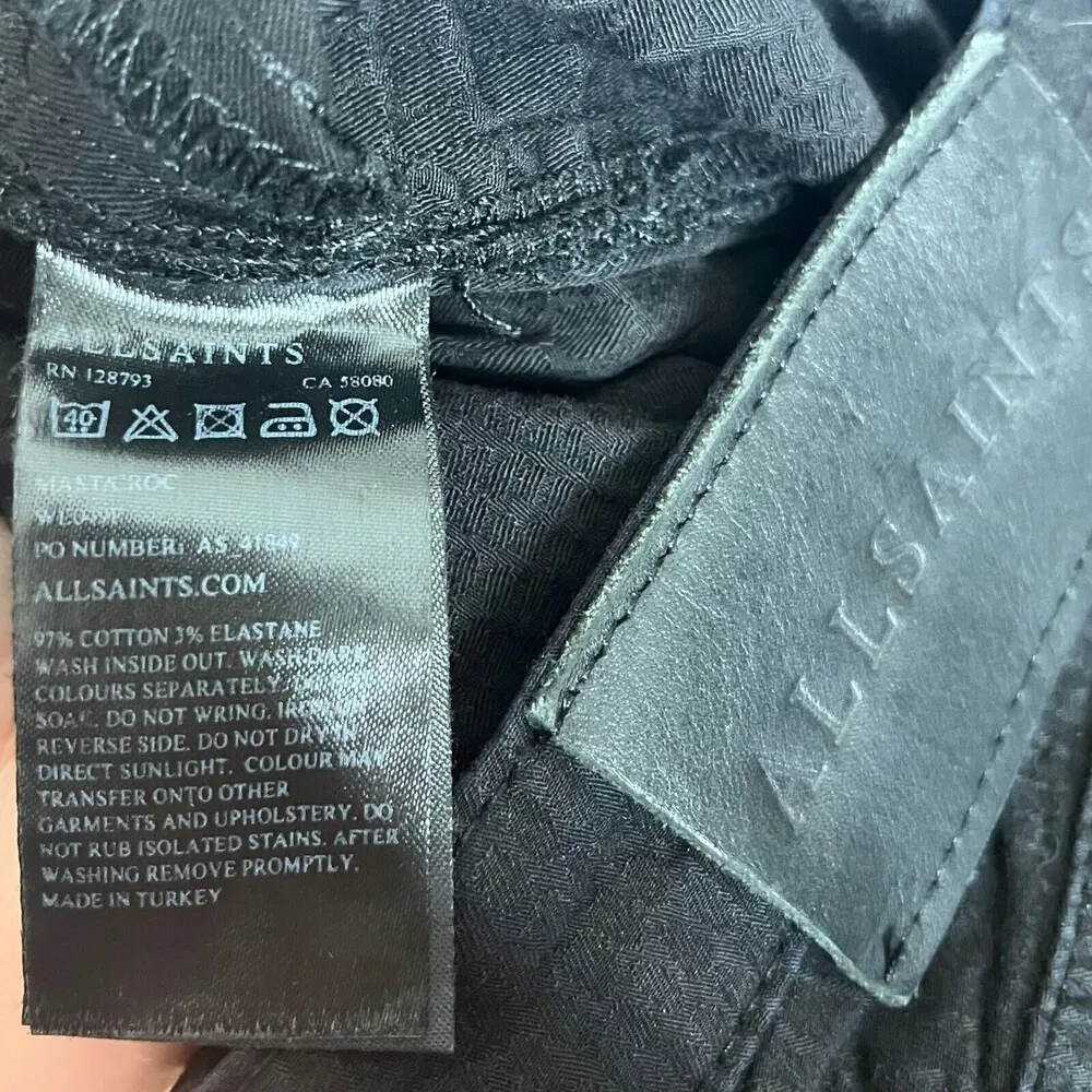 All Saints Womens Mast Skinny Jeans in Croc Black Low Rise Stretch Size 26 - Image 11