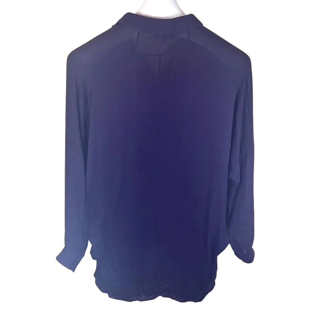 Babaton Aritzia  Women's Silk‎ Blouse Size Large Deep Plum Collared Long Sleeve - Image 5