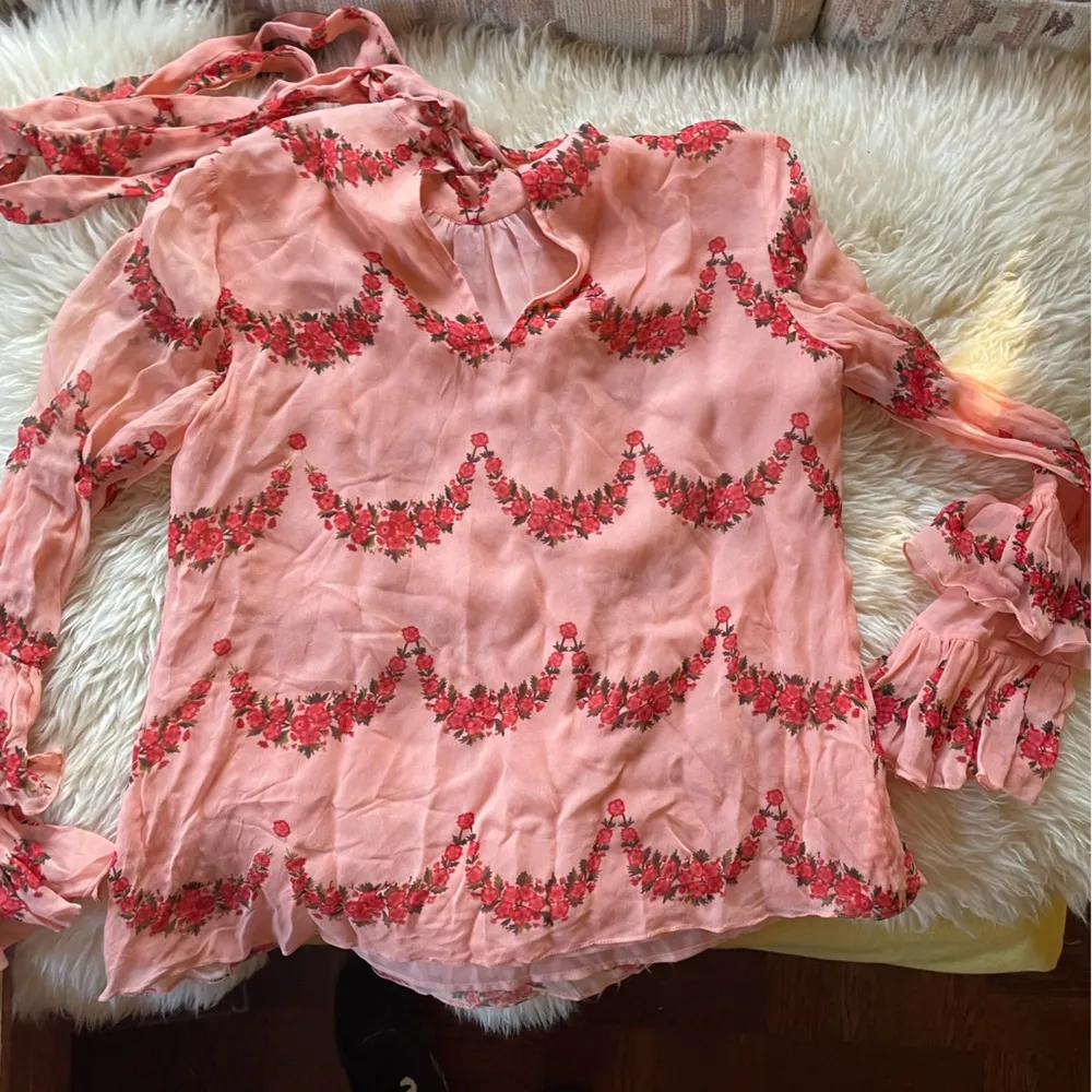 Nikasha Bishop Blouse Long sleeves Anthropologie Billowy Sleeve floral Sheer - Image 11