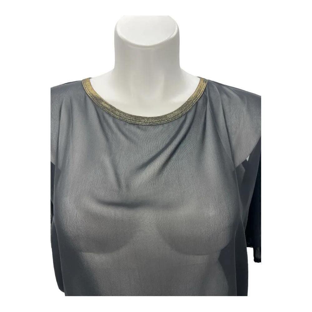 BKE black chiffon cold shoulder V back top - Image 2