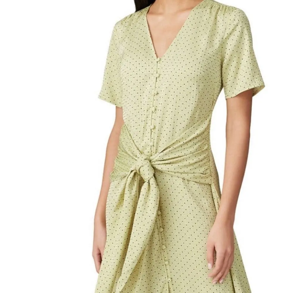 Love Whit by Whitney Port Citron Dot Tie Waist Polka Dot Maxi Dress Size Small Green - Image 3