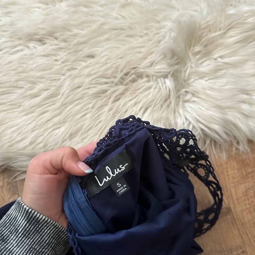 LULU’S Any Sway, Shape, or Form Navy Blue Lace Halter Dress - Image 5