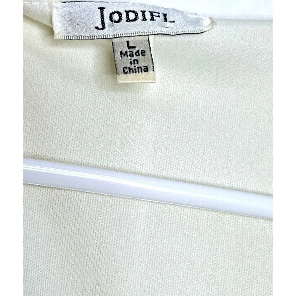 Embroidered floral cream Jodifl vneck  bohemian womens dress sleeveless  size L. - Image 2