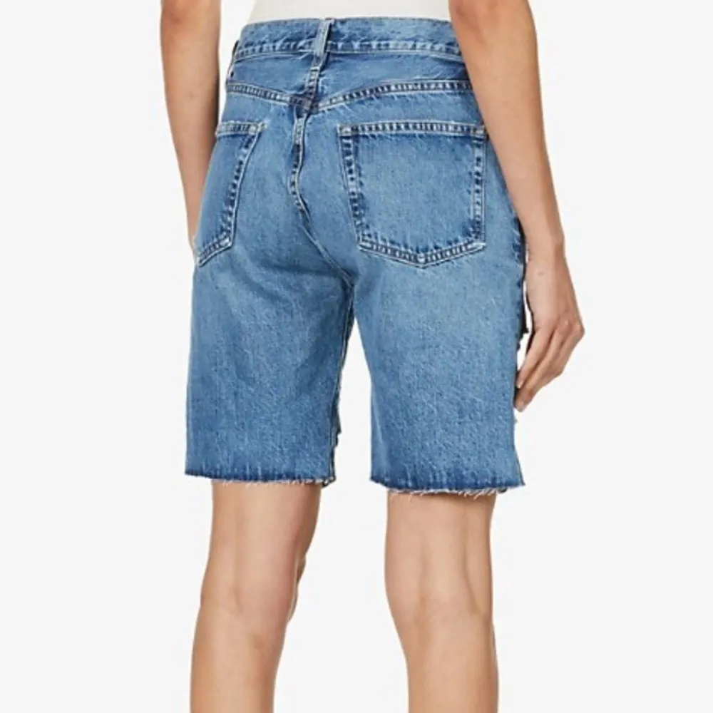 Frame Le Slouch Bermuda Riverrun Distressed High Rise Denim Jean Shorts Size 25 - Image 2