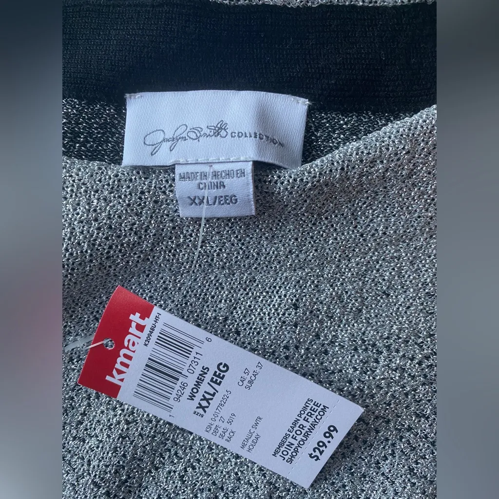 Jaclyn Smith Plus‎ Size Black/Silver Metallic Shine Blouse Size XXL - Image 3