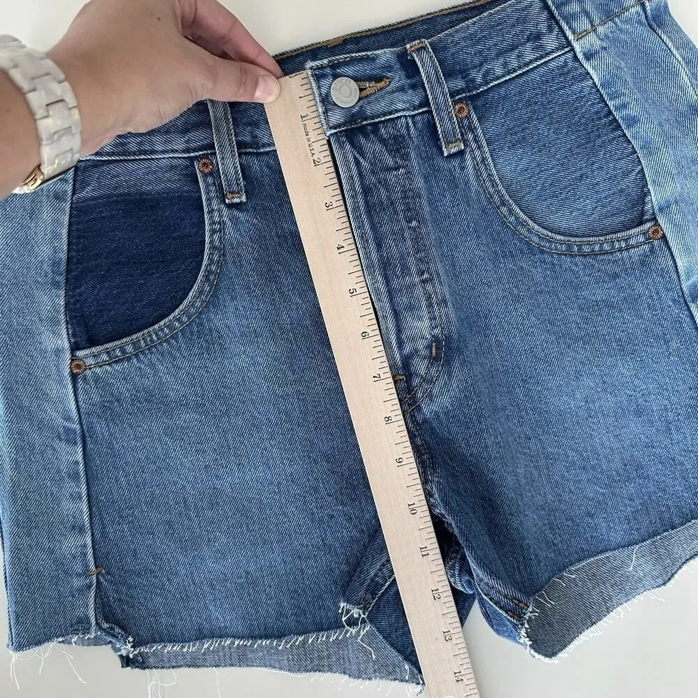 ETICA Shorts Womens 27 Jean Denim Cutoffs Two Tone Festival Boho Organic Ethical Blue - Image 15