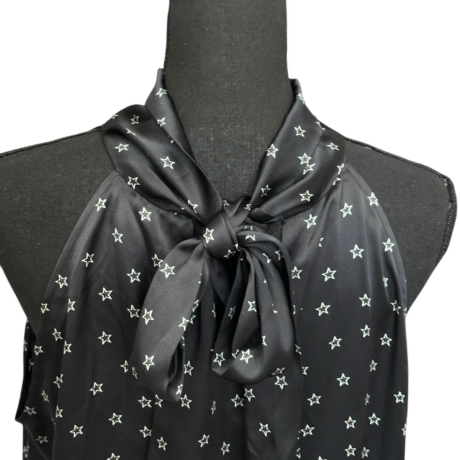 Generation Love 100% Silk Star Print Satin Top Women's Size Large Sleeveless - Image 4
