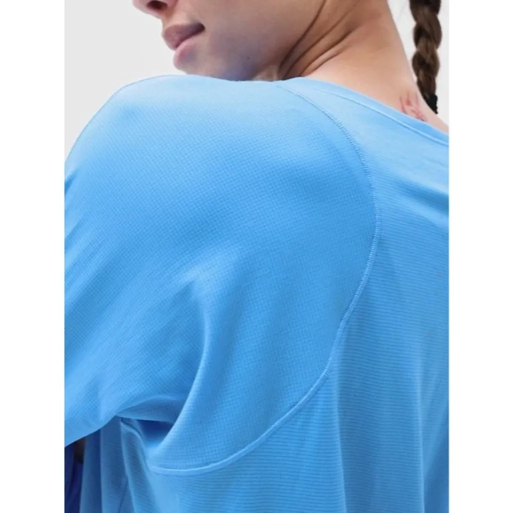 New Athleta L Grid Knit Top Cornflower Blue Long Sleeve Large - Image 6