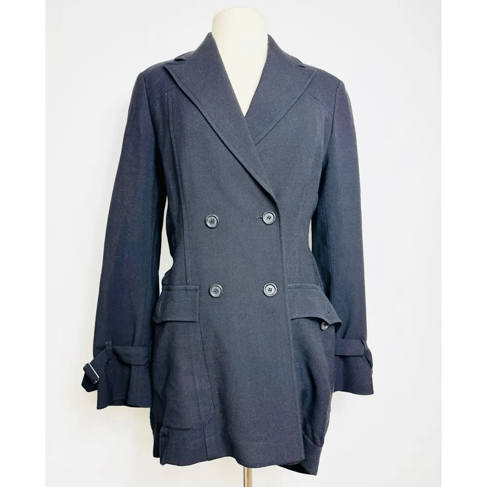 Dries Van Noten 100% wool tailored black blazer with longer contrast back panel - Image 2