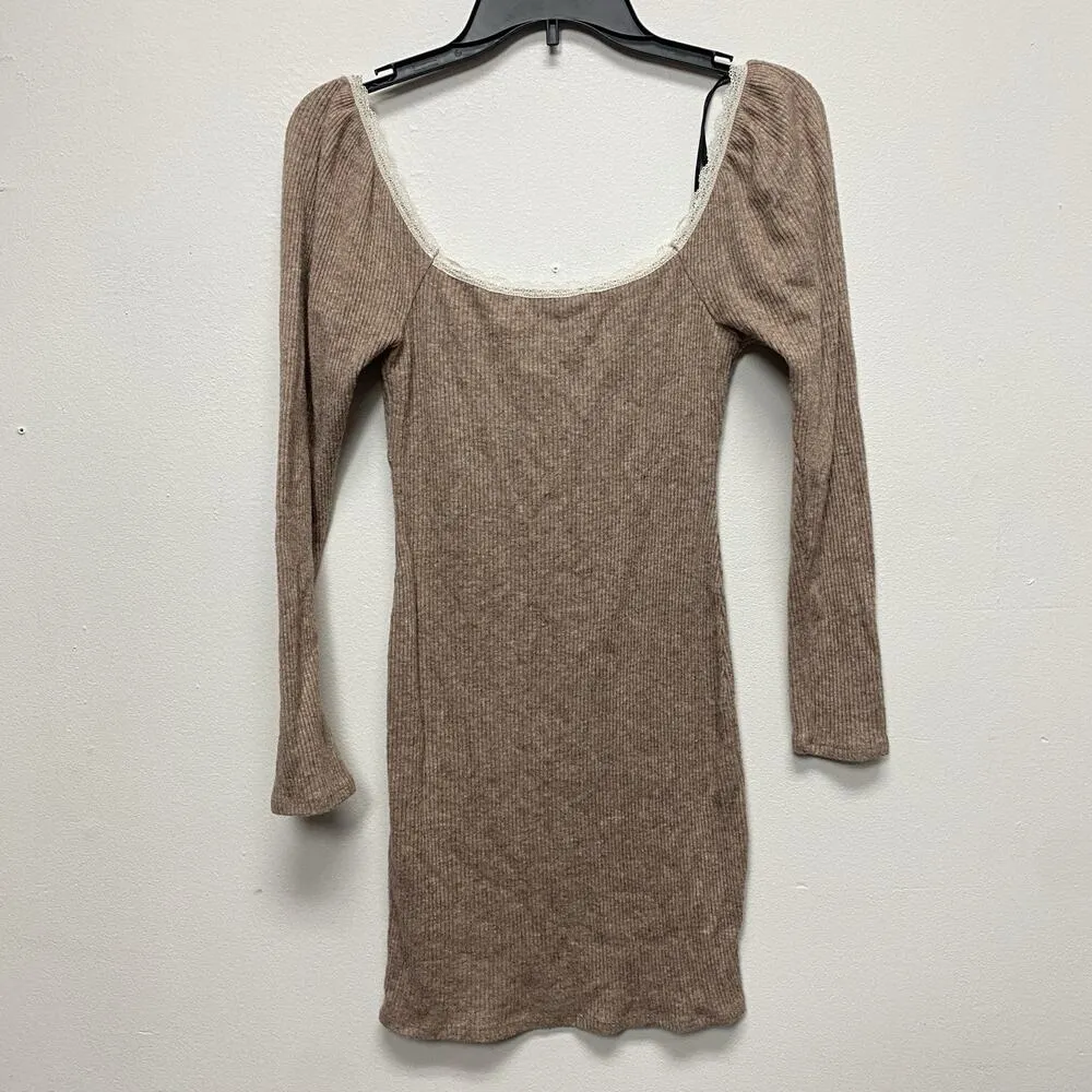 Forever 21 Medium Babydoll Fitted Long Sleeve Lace Neckline Mini Dress Sexy - Image 6