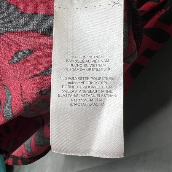 Lauren Ralph Lauren Dress Size 4 Red Black Stretch Faux Wrap V‎ Neck Cap Sleeve - Image 6