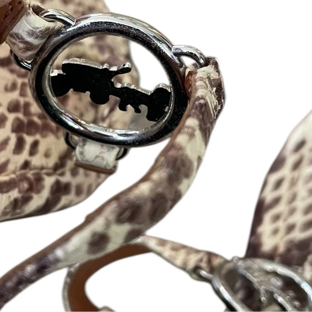 Coach Jazmin Leather Faux Snakeskin Natural Thong Strap Buckle Sandal - Image 6