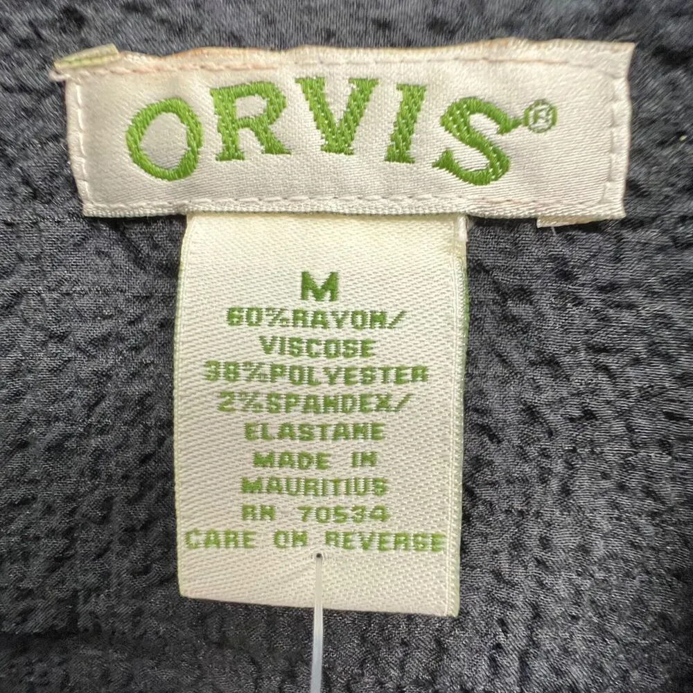 Orvis Jacket Womens M Black Textured Seersucker Full Zip Pockets Travel Outdoors - Image 11
