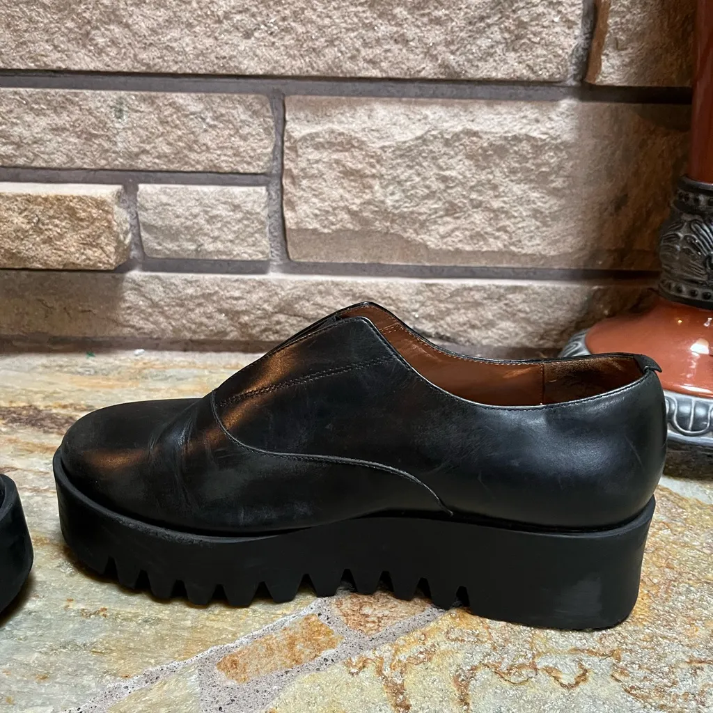 & Other Stories Black Leather Platform Derby Shoes Creepers 8.5 - Image 12