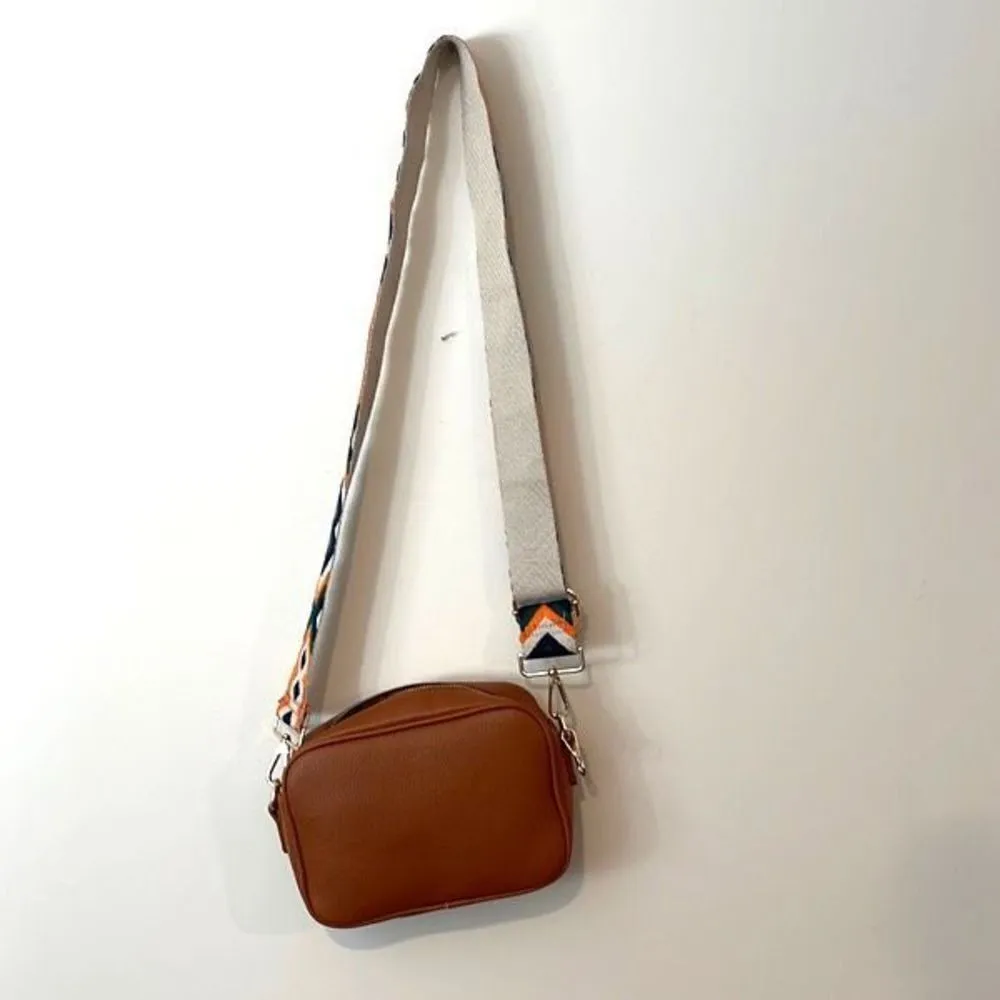 AH•DORNED Crossbody Bag‎ w/strap. Vegan leather. Camel colored Tan - Image 3