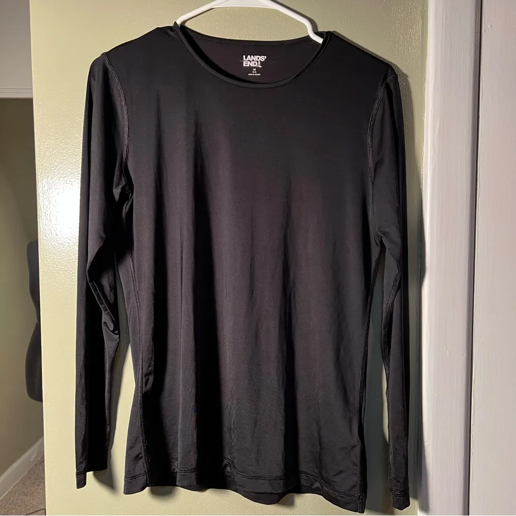 Lands’ End Long Sleeve T-Shirt Crewneck Black M 8-10 - Image 3