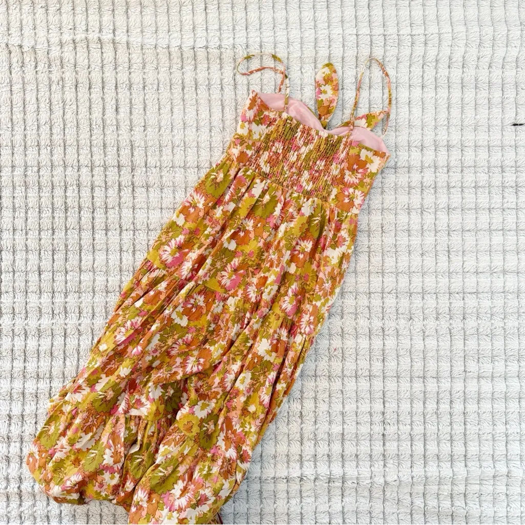 House of Harlow 1960 Linen Floral Print Maxi Dress Orange - Image 3