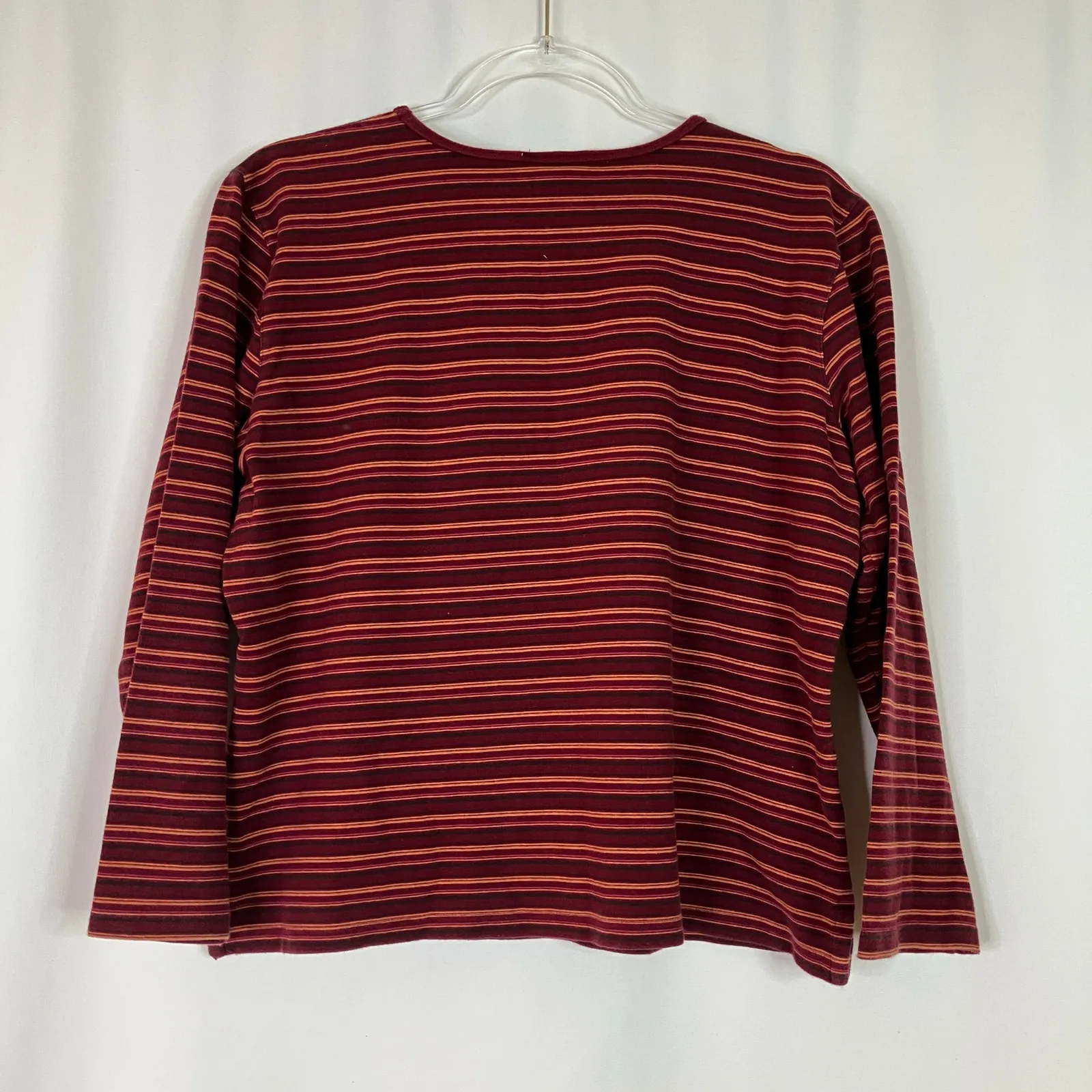 Talbots | Vintage Red Stripe Y2K Long Sleeve Tee Shirt Cotton Spandex Womens L - Image 5