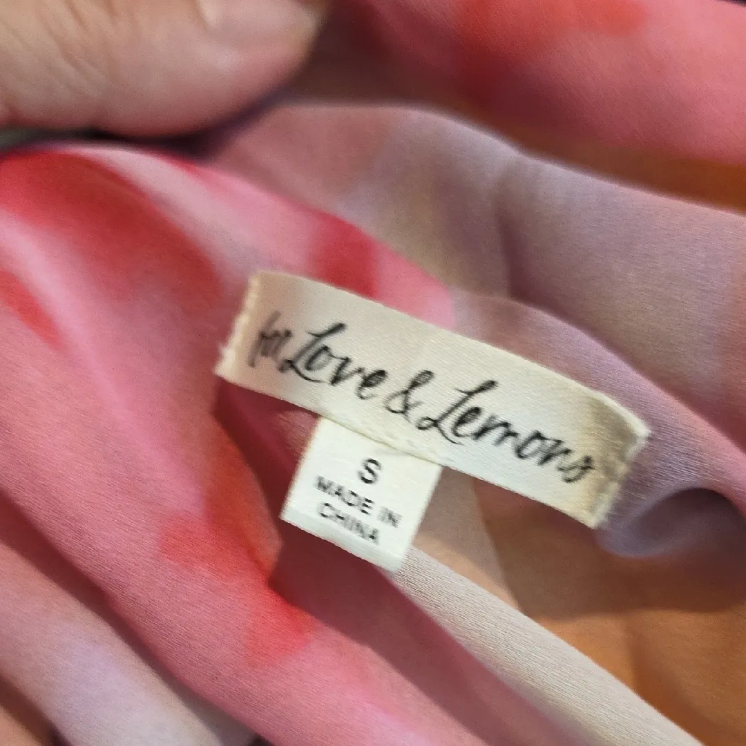 FOR LOVE AND LEMONS BEATE RUFFLE PINK MAXI DRESS IN BLURRED ROSE PRINT S - Image 9