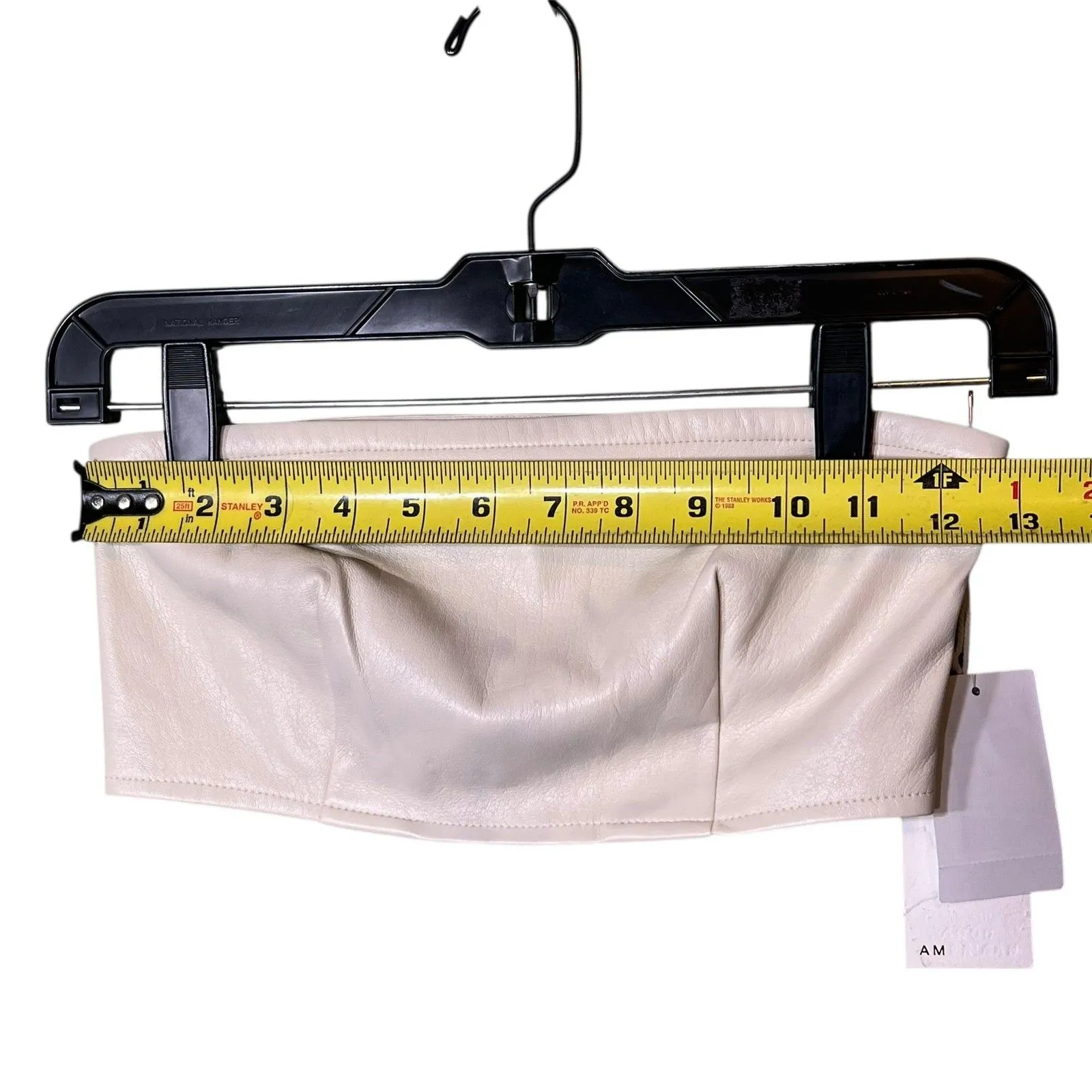 Good American Faux Leather Bandeau Top Womens Small (1) Bone Strapless GLBT070 - Image 4