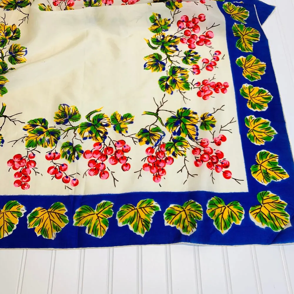 Large Square Silky Scarf Grape Leaf and Grape Design Purple - Image 5