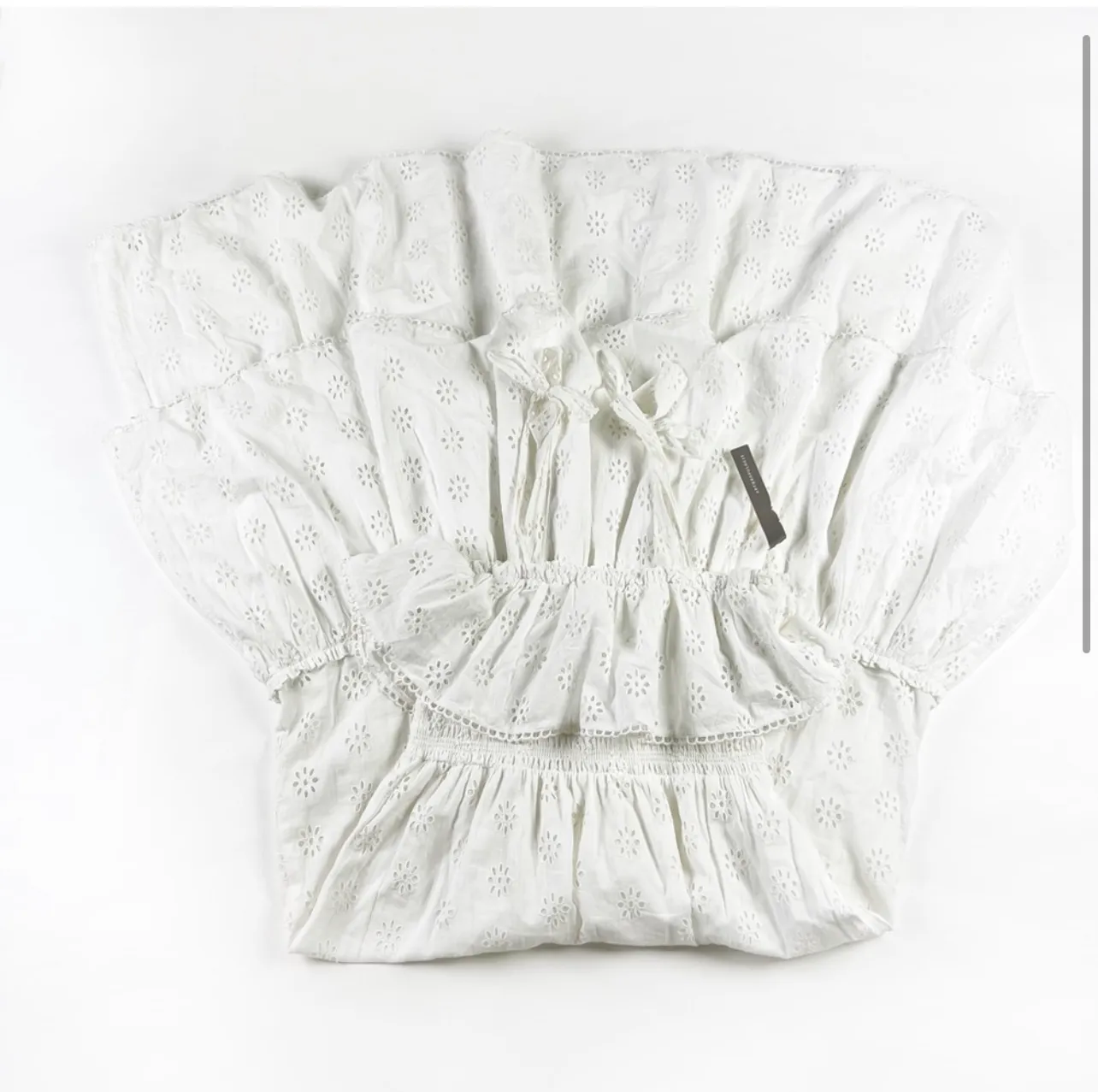 NEW Steele Anthropologie Linnea Cotton Eyelet Tiered Ruffle Maxi Dress White M - Image 4