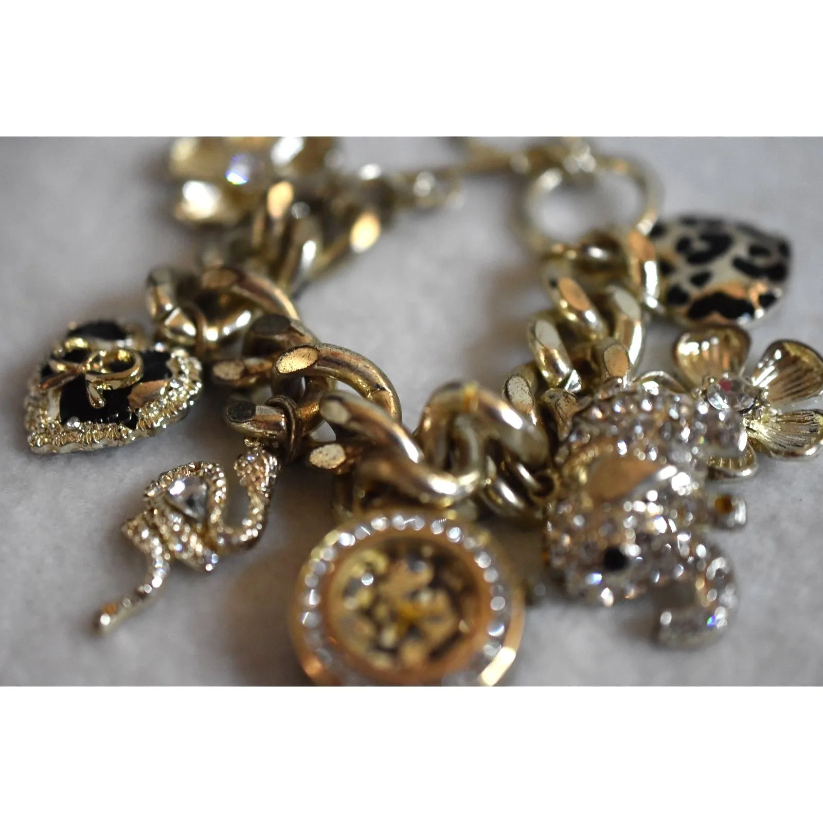 Jessica Carlyle Gold/Silver Tone Hearts/Flowers/Elephant/Snake Bracelet Watch Silver - Image 5