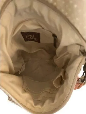 The Sak Crochet Crossbody Bag Beige with Pink Accents – Boho Mesh Flap Purse - Image 7