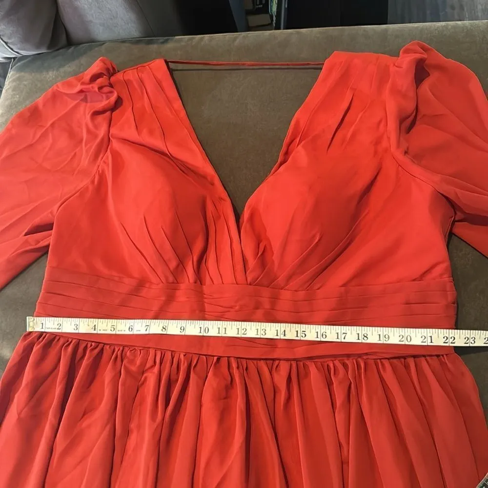 Women’s Long Sleeve Chiffon Rust Colored V - Image 8