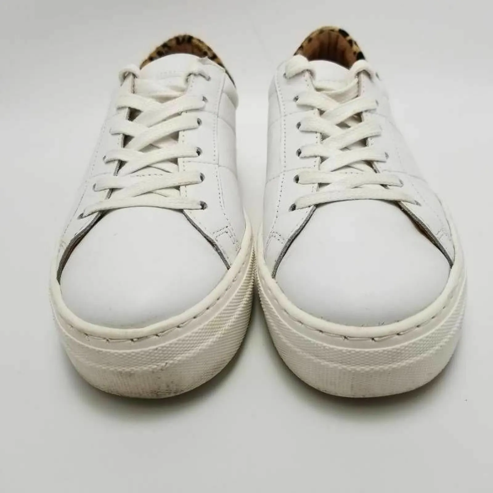 Skechers Womens White Leather Platform Lace Up Sneakers With Animal Print Sz 7.5 - Image 3
