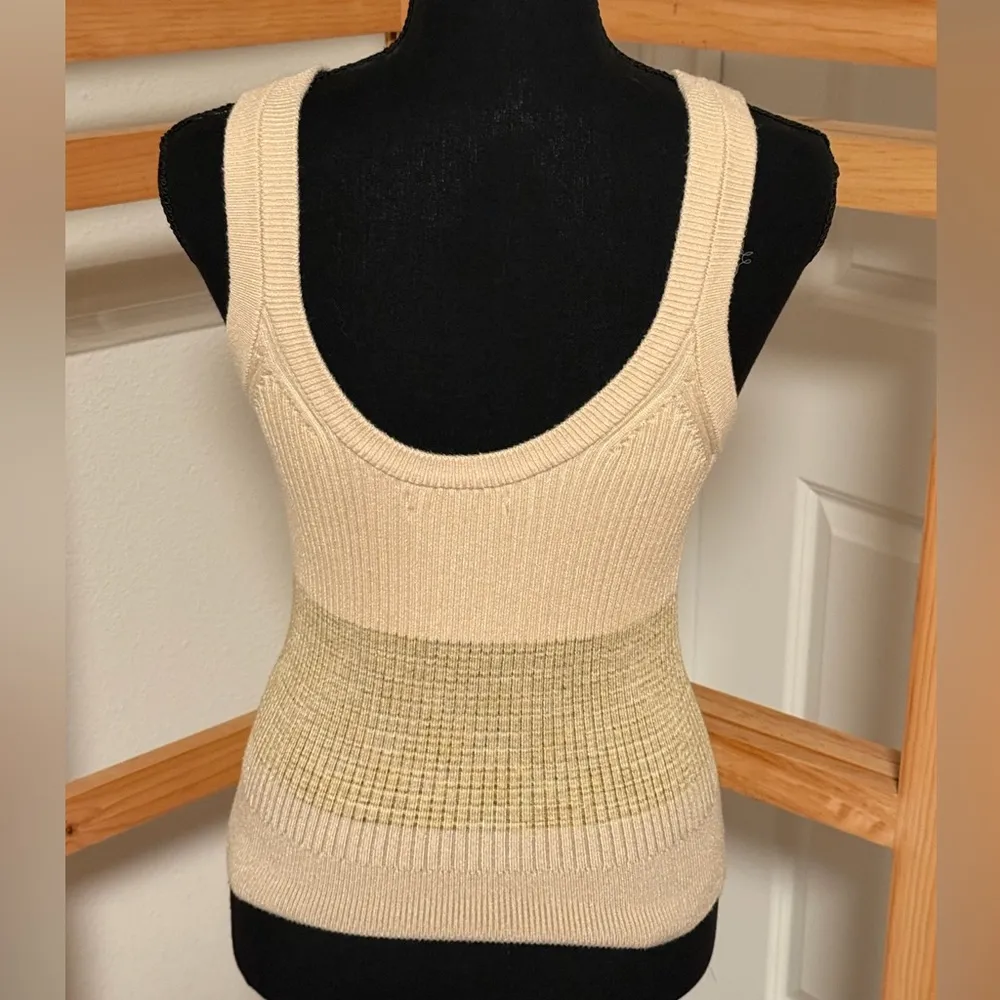 Anthropologie Jo Ribbed Knit Striped Sweater Tank Top Beige Cream - Image 5