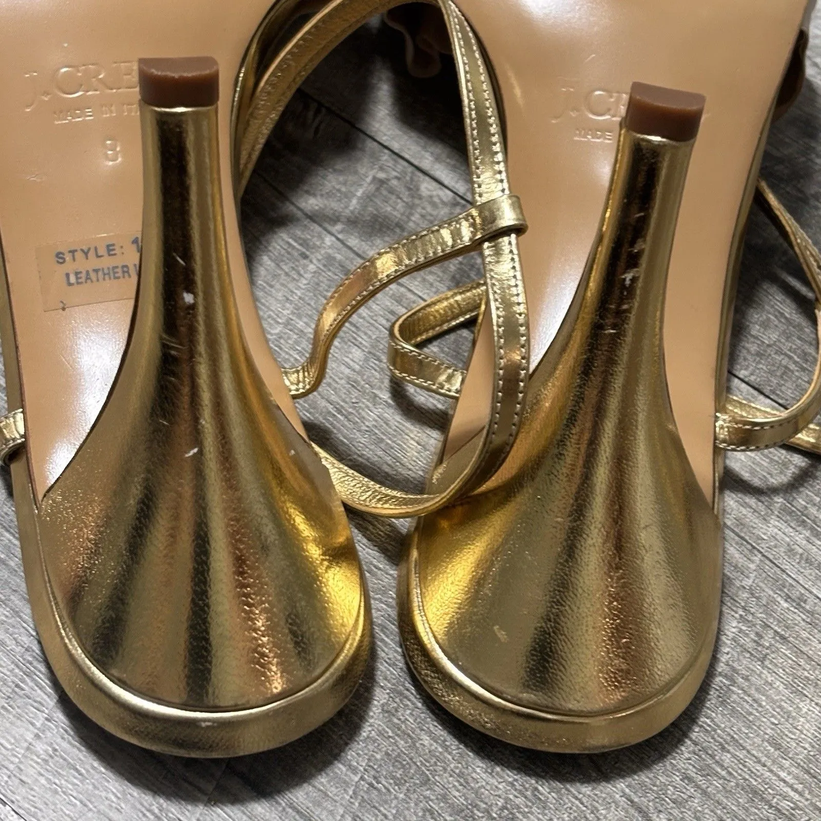 J CREW Wedding Ruffle Gold & Cream Slingbacks High Heels Shoes Women Sz 8 - Image 6