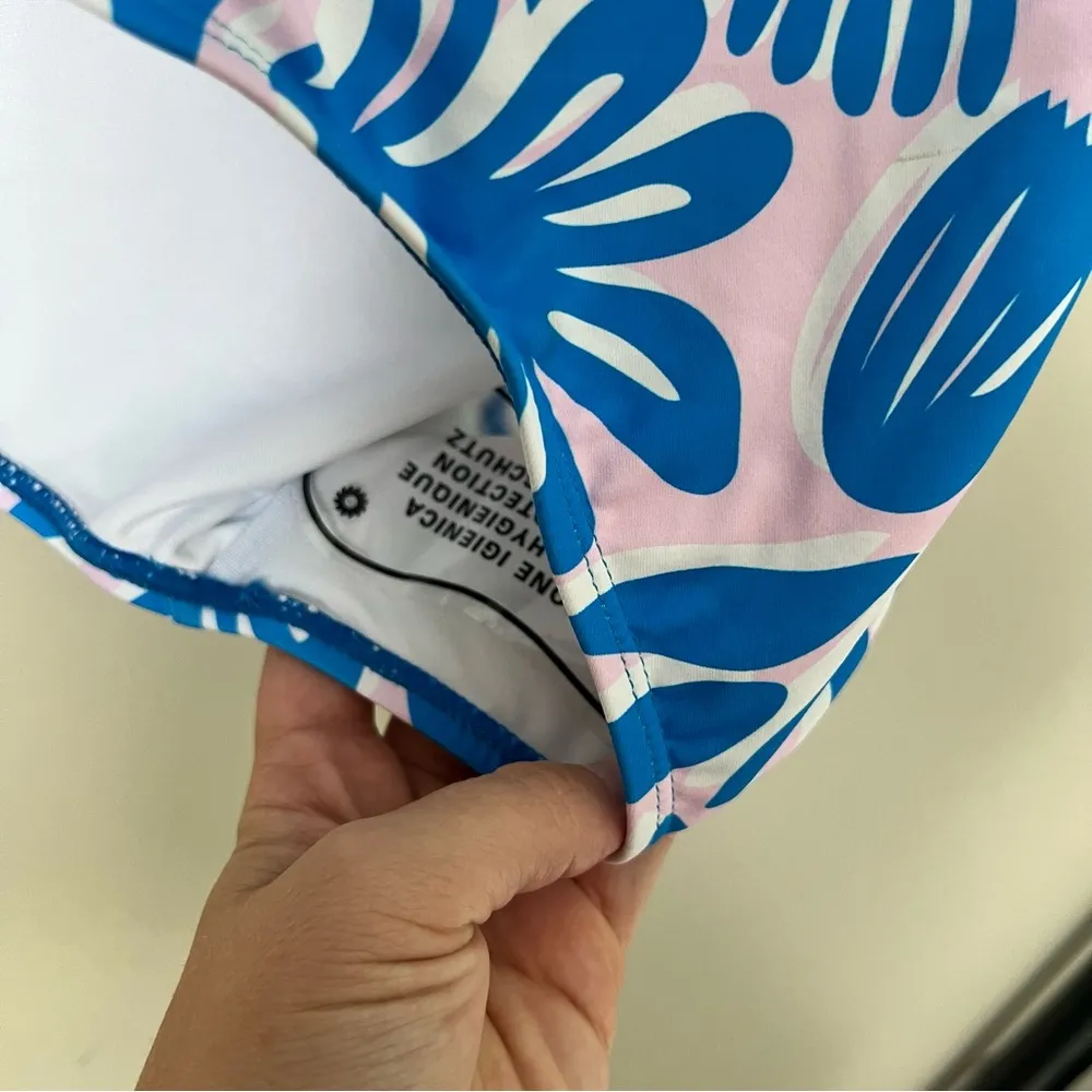 Michelle Mcdowell Women’s Floral Blue Mia One Shoulder One Piece Swimsuit Small - Image 5