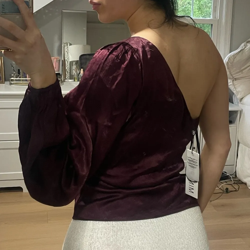 Red wine tie waist top - Image 3