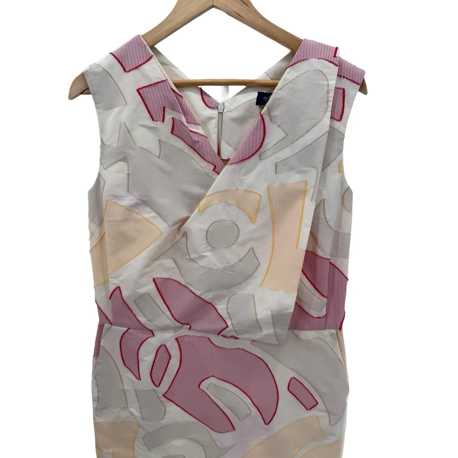 Piazza Sempione Sleeveless Abstract Print Dress IT‎ 46 US 10 V-Neck Made Italy - Image 2
