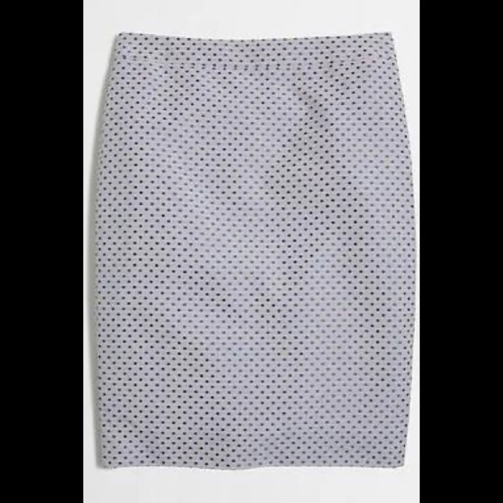 J. Crew Pencil Skirt Sz. 2 Gray Blue Polka Dots Lined  Career Work Office BTS - Image 2