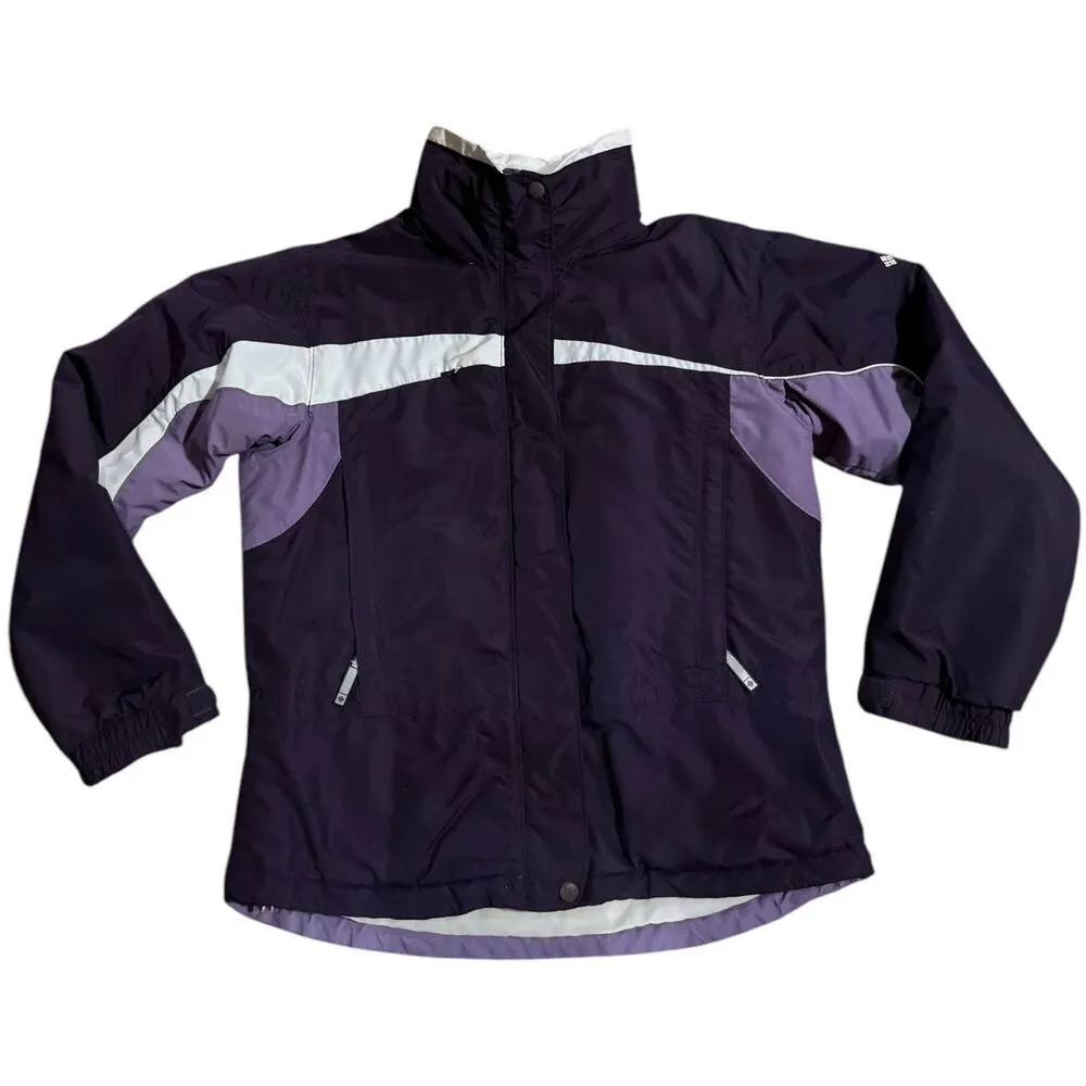 Columbia ladies hooded winter ski jacket purple & white size medium - Image 2