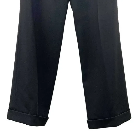Armani Collezioni Black 100% Wool Cuffed Wide Leg Dress Trouser Women’s Size 6 - Image 7