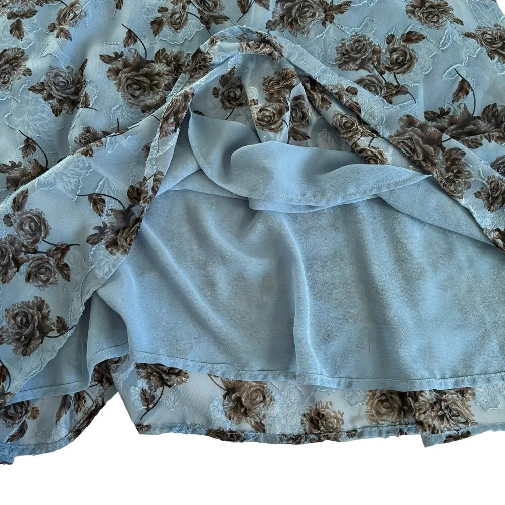 Torrid Romantic Rose Blue Floral Print Chiffon Mock Neck Halter Top Size 5X - Image 8