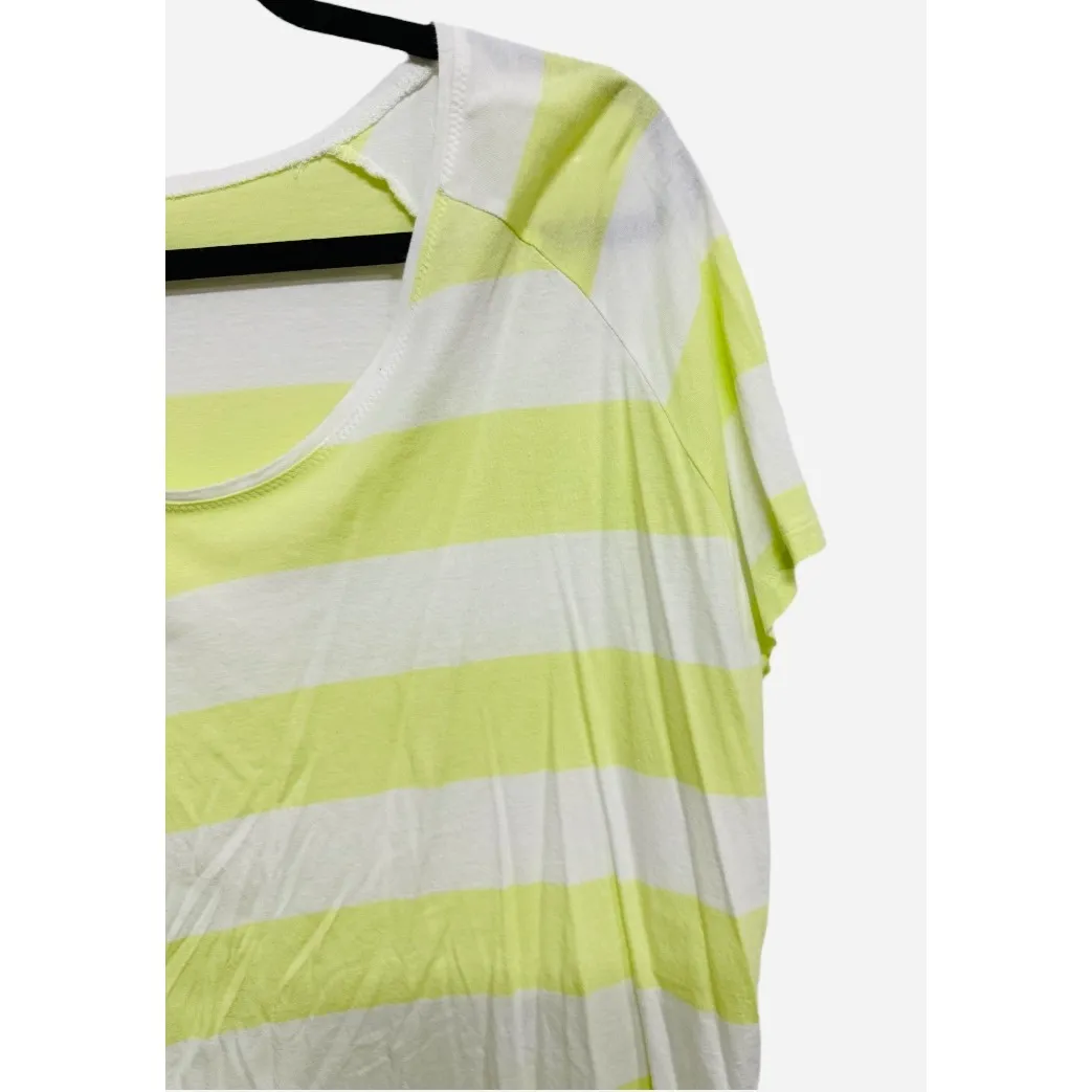 JCPenney Neon Yellow White Striped Short Sleeve Shirt Plus Size 1X - Image 2