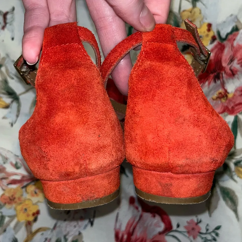 Real Italian Red suede sandals with a 0.75" inch heel by Borgo Giannotti - Image 8