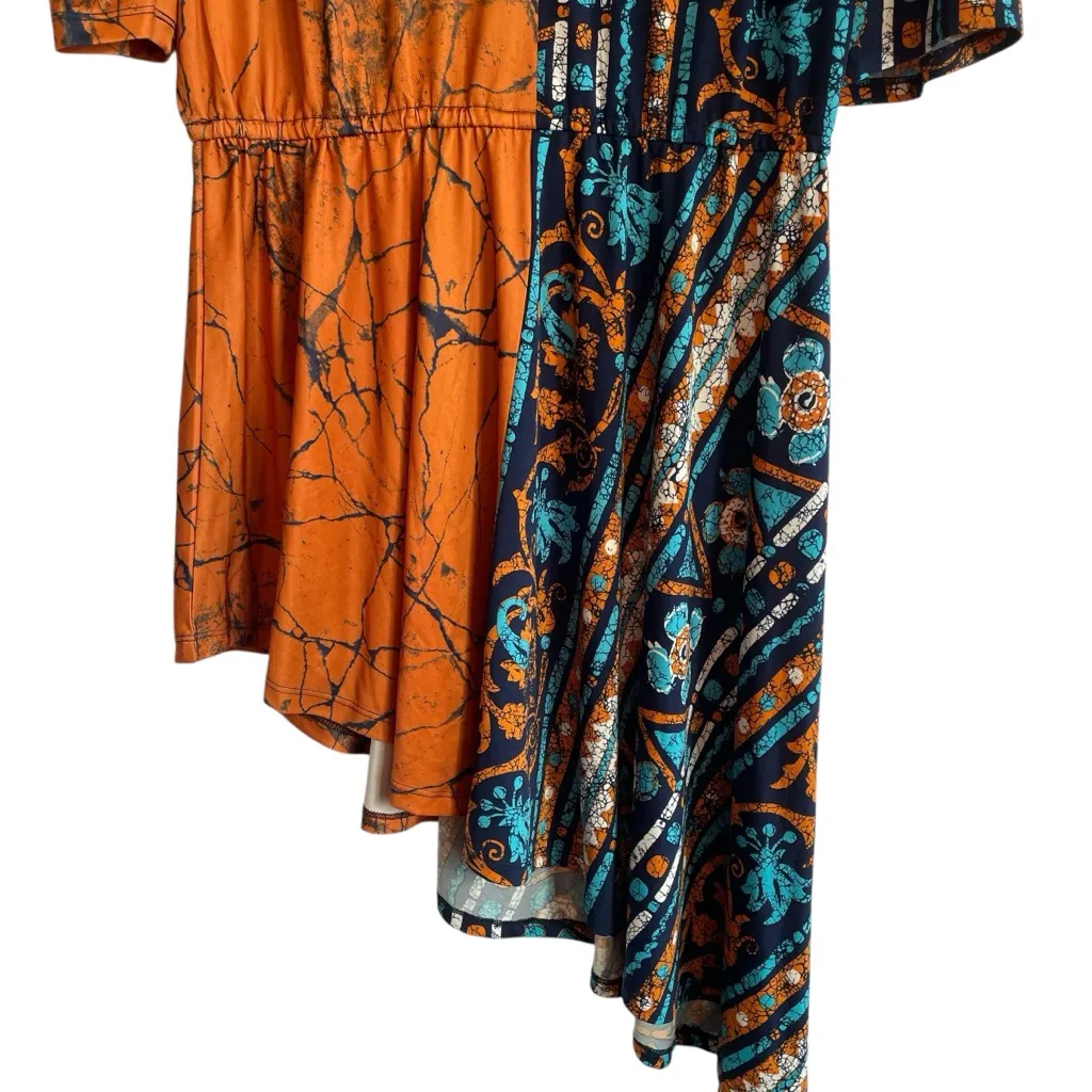 Ashley Stewart Angled Hem Dress Women 18/20 Elastic Waist Boho Cottagecore Chic - Image 4