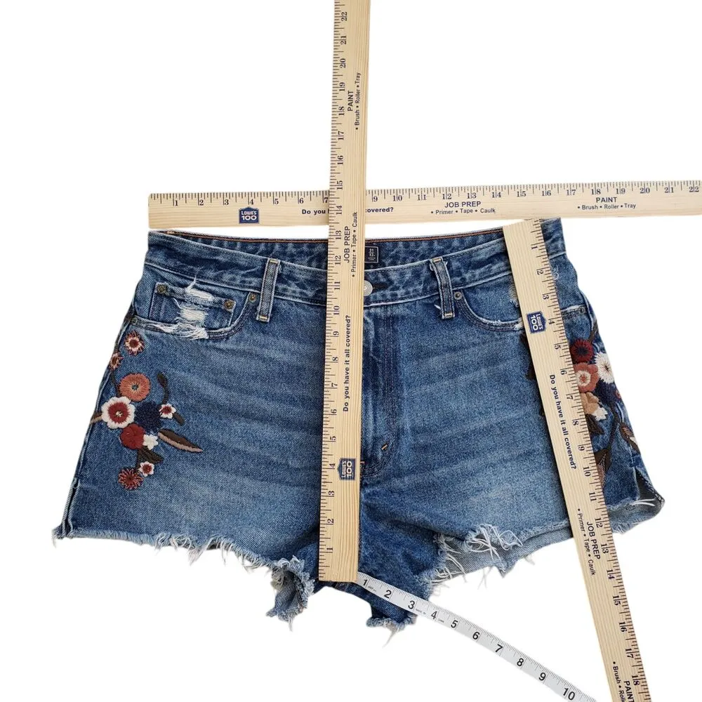 Abercrombie & Fitch Embroidered Boho Annie High Rise Jeans Shorts 31 - Image 6
