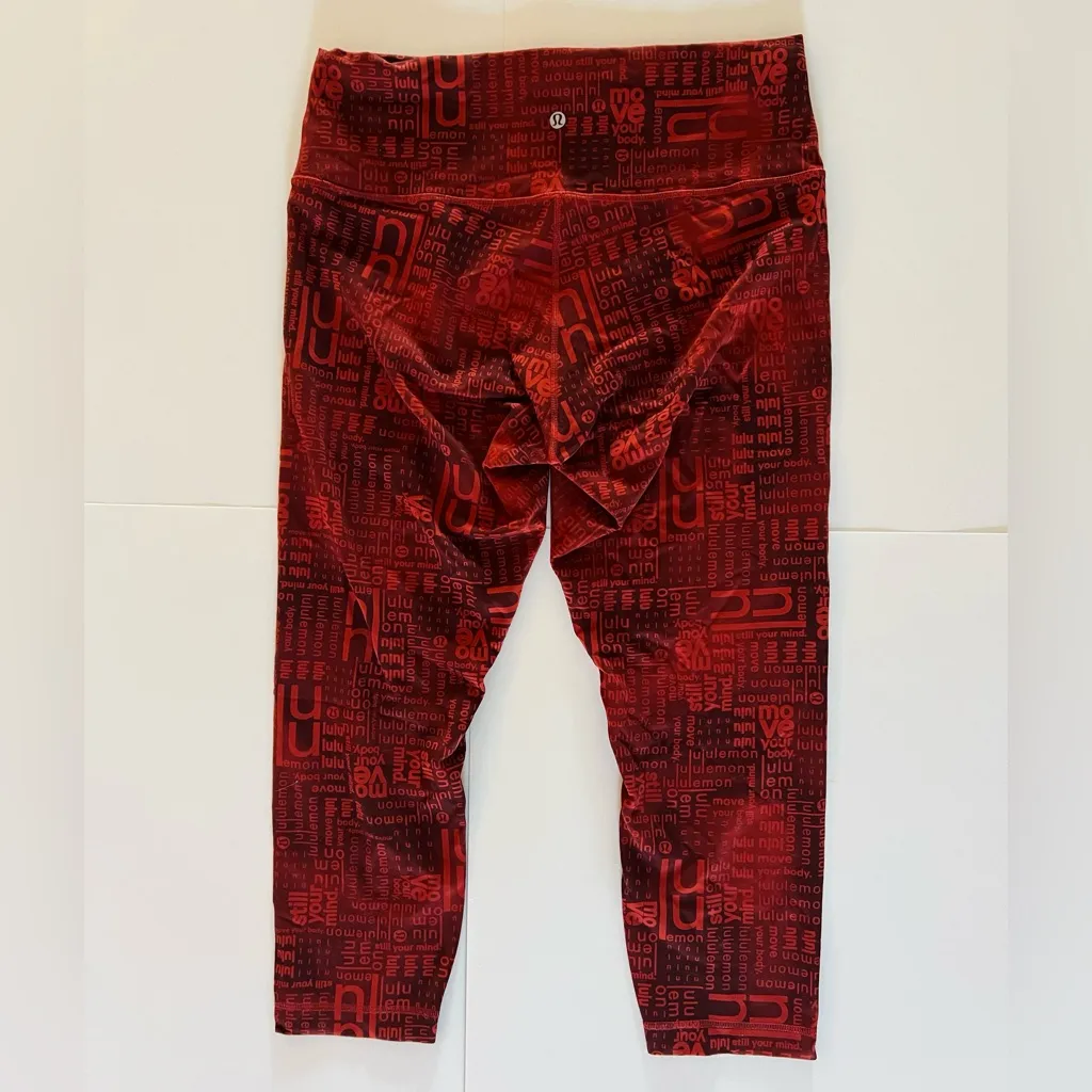 Lululemon Wunder Train High Rise Crop Ombre Red Multi Women’s Leggings Size 14 - Image 6