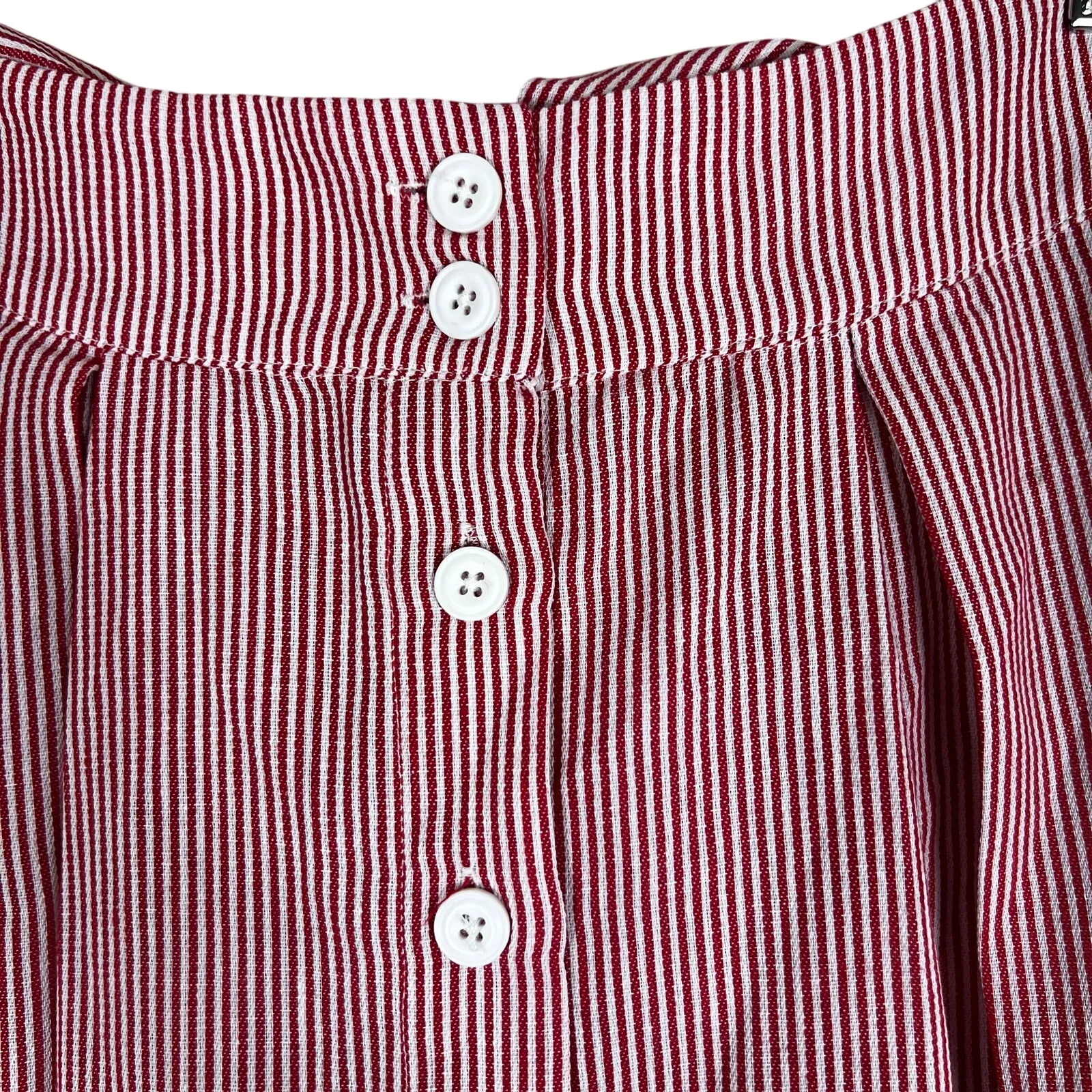 After Market Mini Skirt Womens 6 Red Striped Button Front Cottagecore Picnic - Image 2