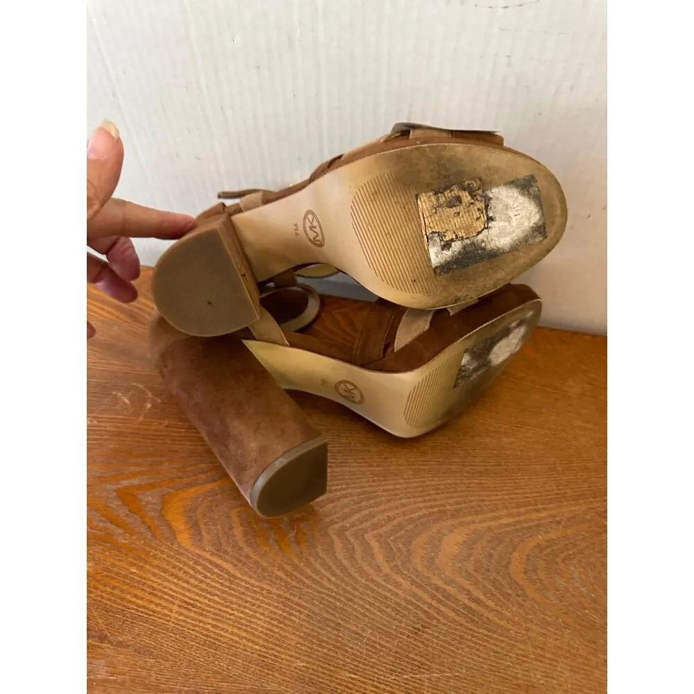 Michael Kors Becky Women's Platform Block Heel Two Tone Sandals Sz 7 Sku 2867 - Image 9