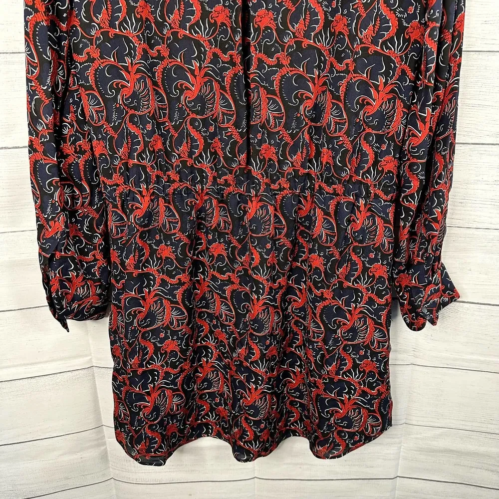 ALC Womens size 10 Sullivan Silk Mini Dress Elastic Waist Floral Long Sleeve - Image 12