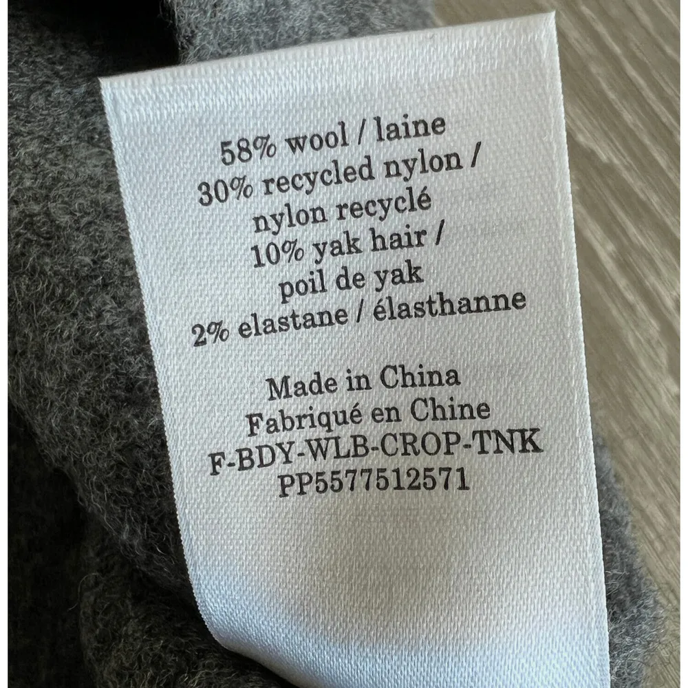 Everlane Crop Top Womens Medium Wool Blend Gray Cozy Stretchy Tank - Image 8