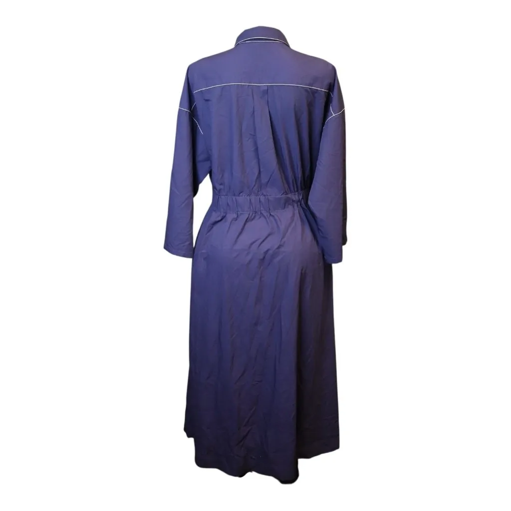 #766 Mossimo Women's Large Blue White Piping Stitching Dress - Image 4